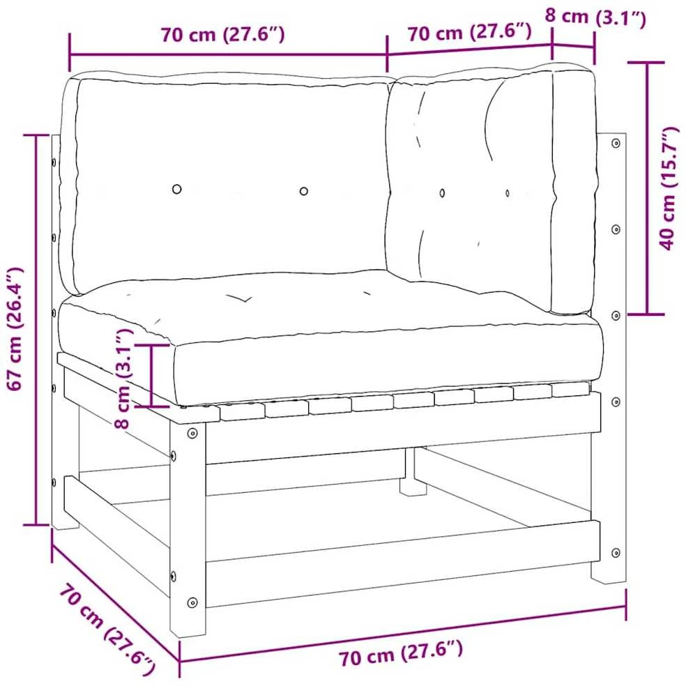 Kampinė sodo sofa su antracito pagalvėlėmis, pušies masyvas