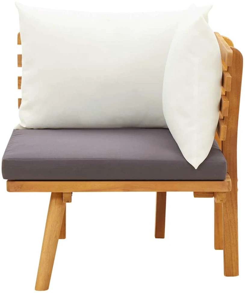 Kampinė sodo sofa su pagalvėlėmis, akacijos medienos masyvas