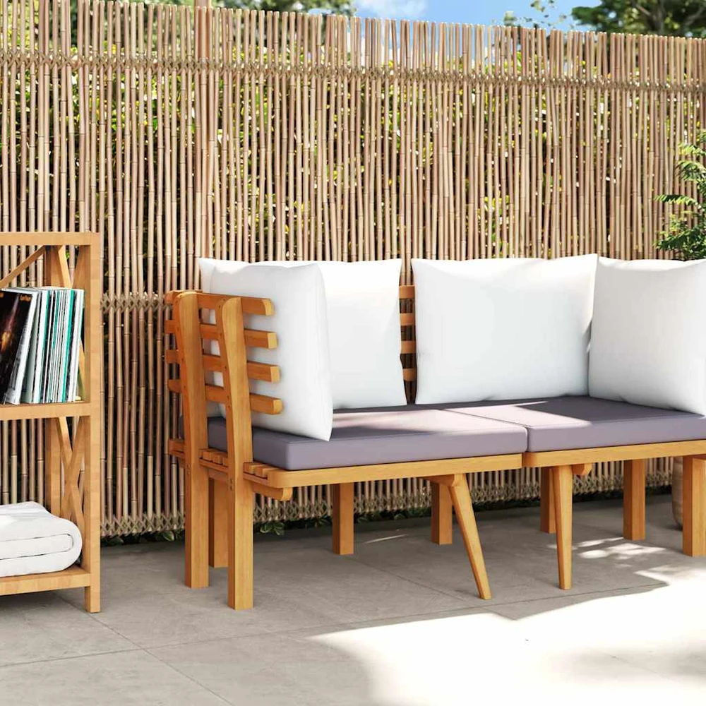Kampinė sodo sofa su pagalvėlėmis, akacijos medienos masyvas