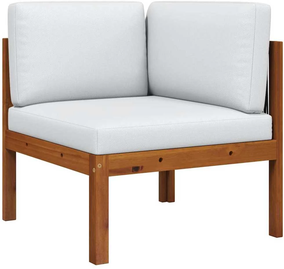 Kampinė sodo sofa su pagalvėlėmis, akacijos medienos masyvas