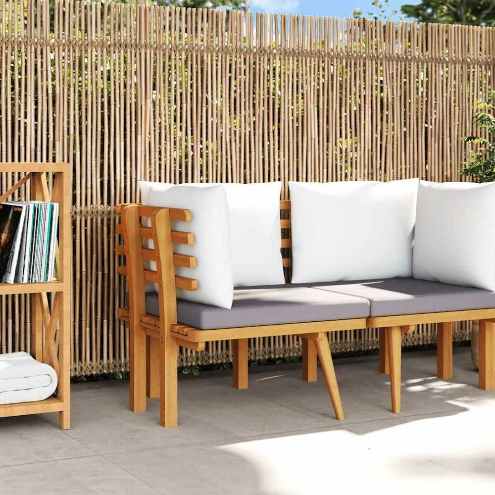 Kampinė sodo sofa su pagalvėlėmis, akacijos medienos masyvas