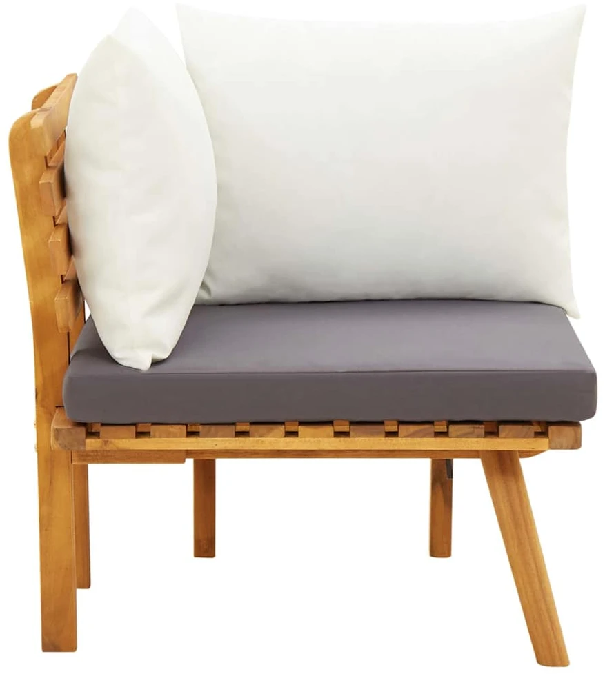 Kampinė sodo sofa su pagalvėlėmis, akacijos medienos masyvas