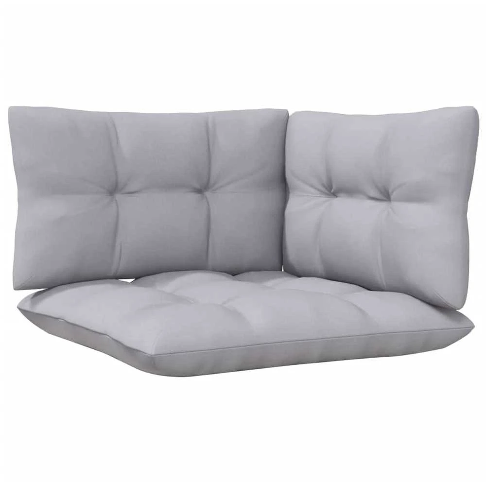 Kampinė sodo sofa su pilkomis pagalvėlėmis, pušies masyvas