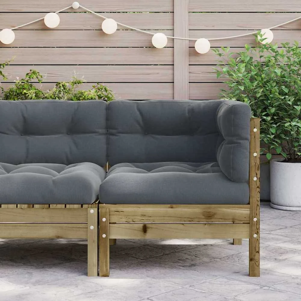 Sofa Kampinė sodo sofos dalis su pagalvėlėmis, impregnuota pušis