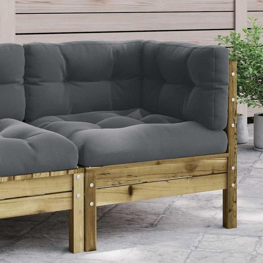 Sofa Kampinė sodo sofos dalis su pagalvėlėmis, impregnuota pušis