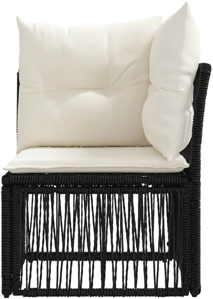 Kampinė sofa Juoda poliratanas