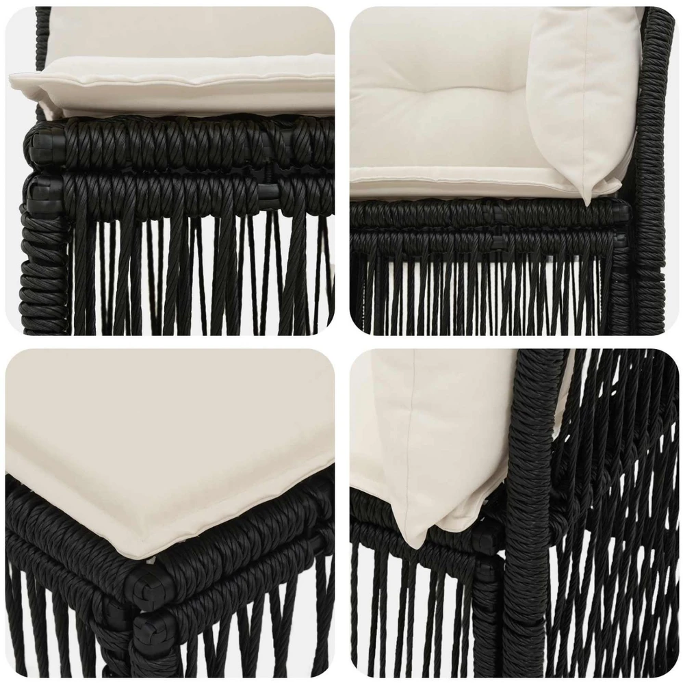 Kampinė sofa Juoda poliratanas