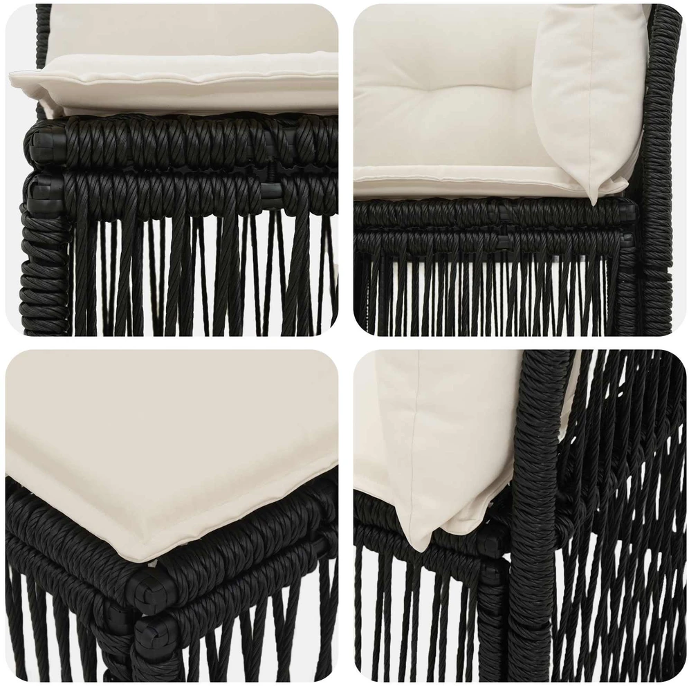 Kampinė sofa Juoda poliratanas