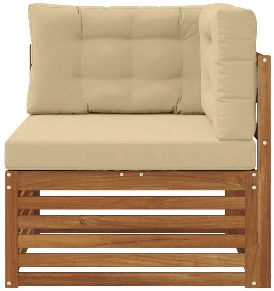 Lauko kampinis sofa Kietos akacijos mediena Natūrali