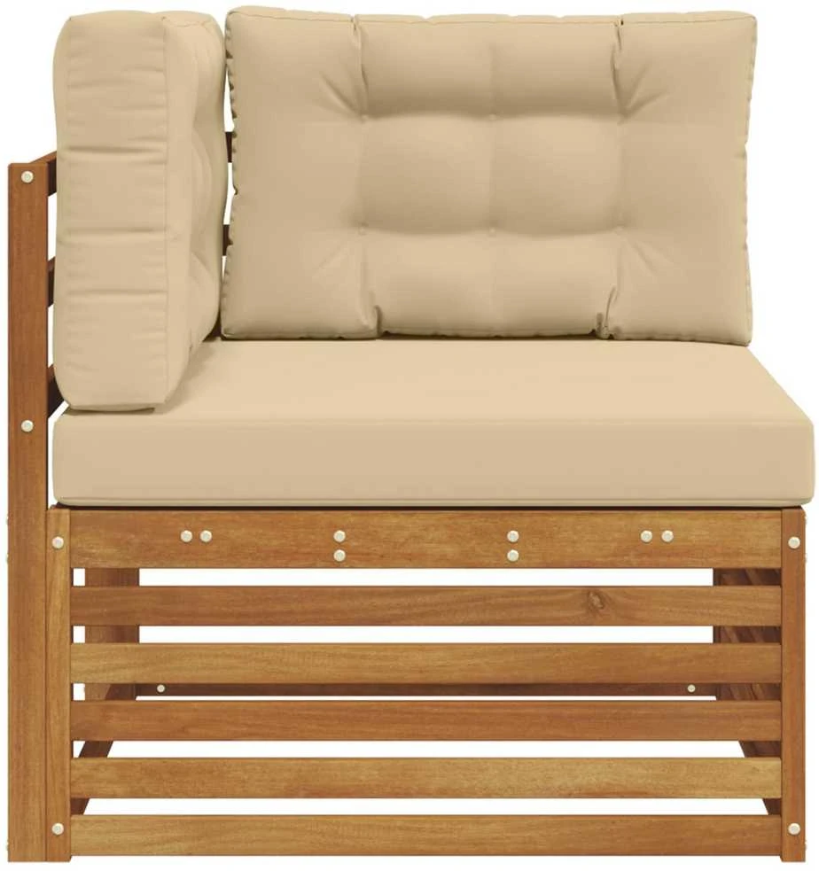 Lauko kampinis sofa Kietos akacijos mediena Natūrali