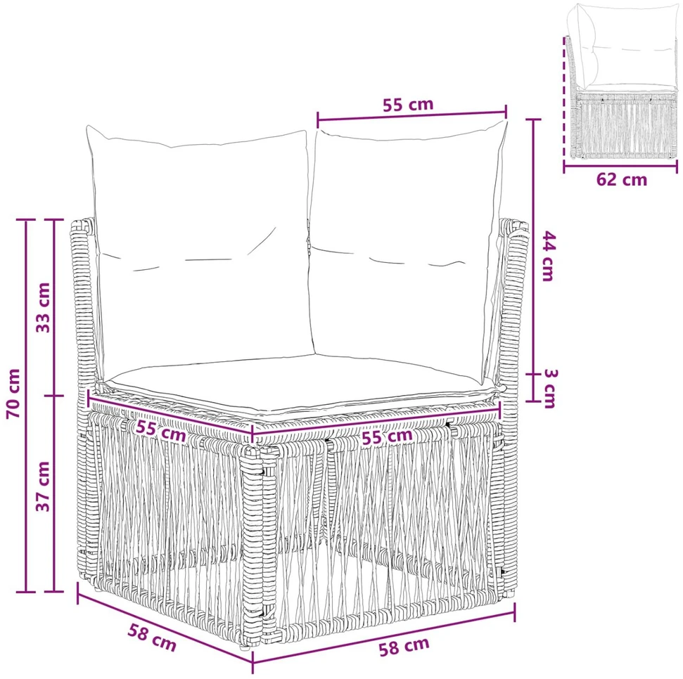 Kampinė sofa Pilka poliratanas