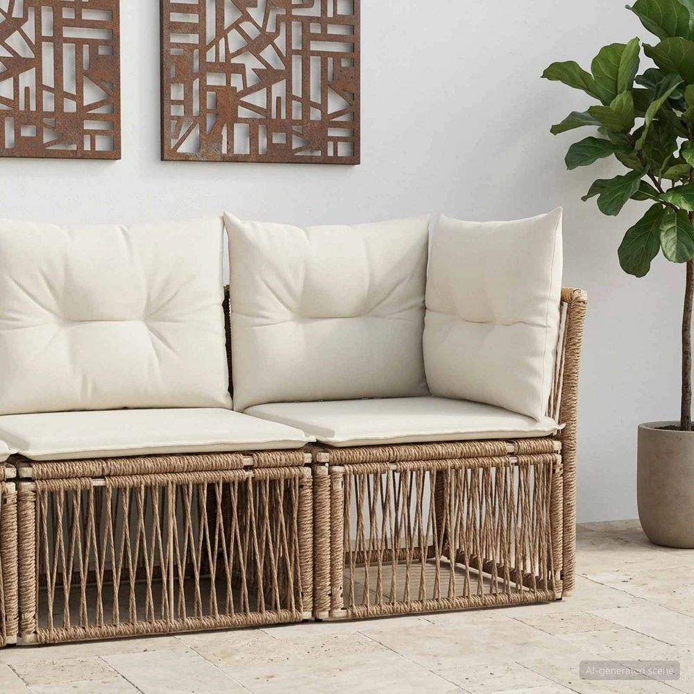 Kampinė sofa Smėlio poliratanas