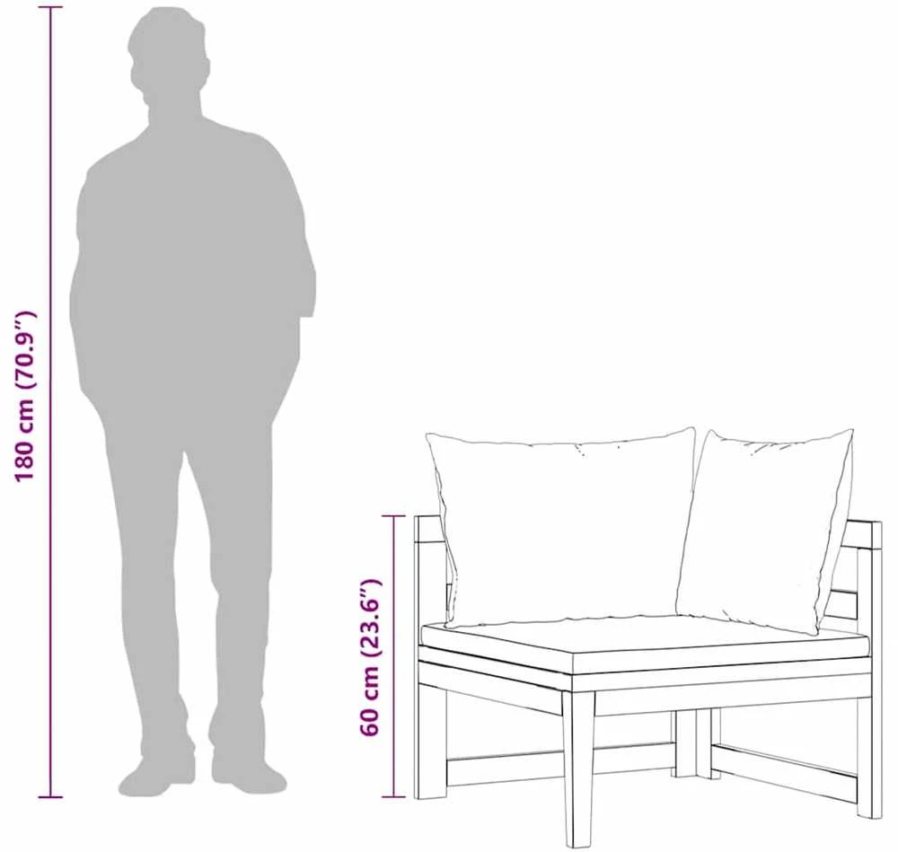 Kampinė sofa su kreminėmis pagalvėlėmis, akacijos masyvas