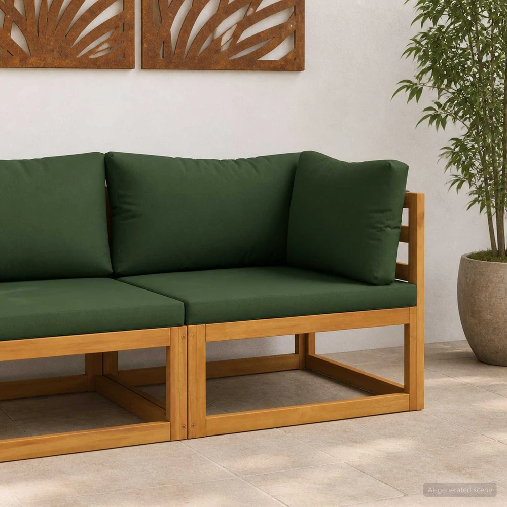 Kampinė sofa su pagalvėlėmis Kietos akacijos mediena Natūrali