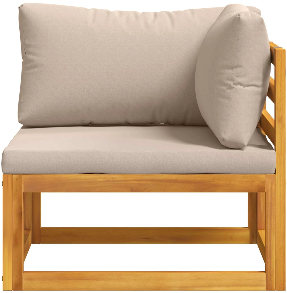 Kampinė sofa su pagalvėlėmis Kietos akacijos mediena Natūrali