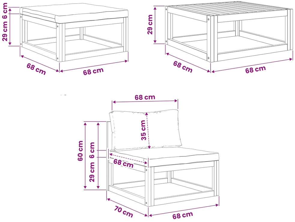 Modulinės sofos komplektas su pagalvėlėmis 3 vnt. 2 vietos
