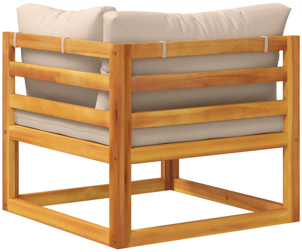 Kampinė sofa su pagalvėlėmis Kietos akacijos mediena Natūrali