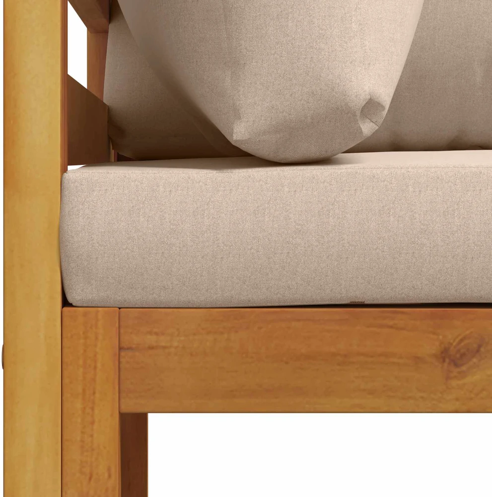 Kampinė sofa su pagalvėlėmis Kietos akacijos mediena Natūrali