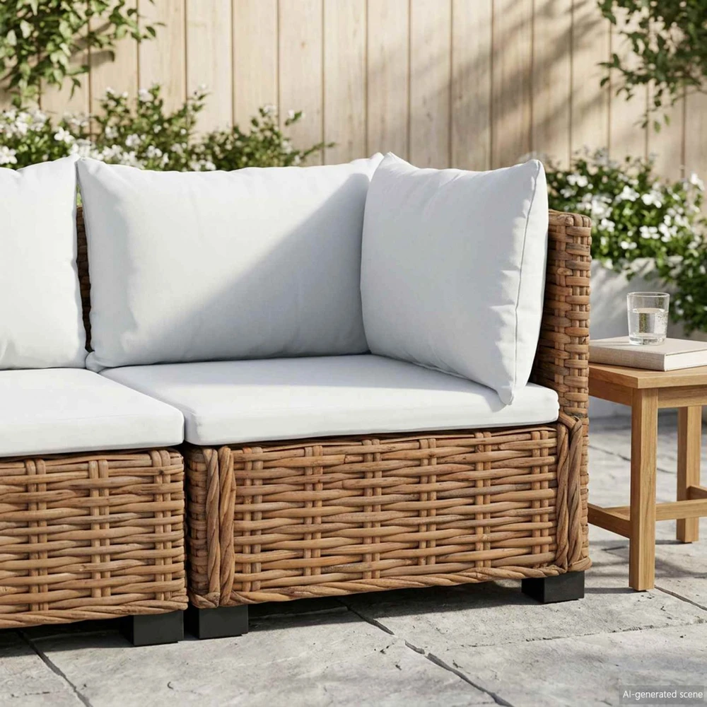 Kampinė Sofa su Pagalvėmis GENDT Natūralus pintas Natūrali