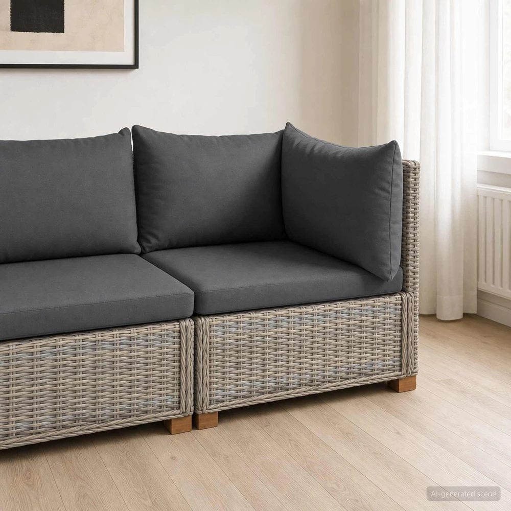 Kampinė Sofa su Pagalvėmis GENDT Natūralus pintas Kubu pilka