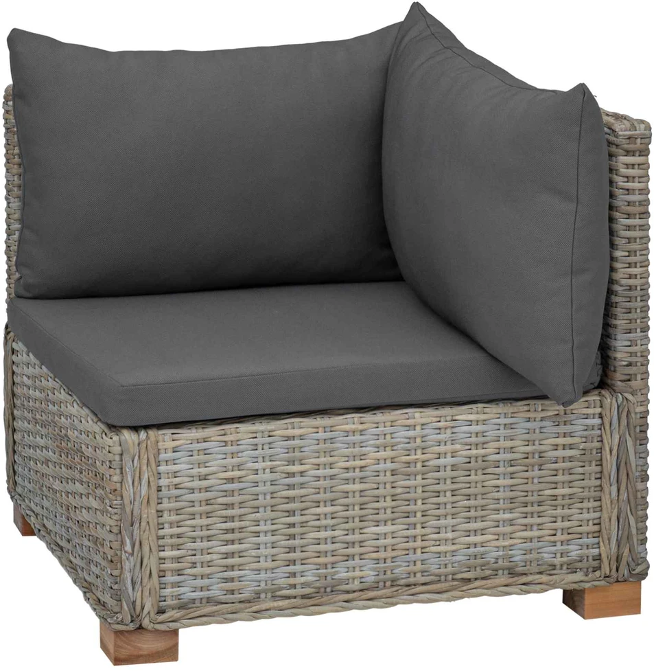 Kampinė Sofa su Pagalvėmis GENDT Natūralus pintas Kubu pilka