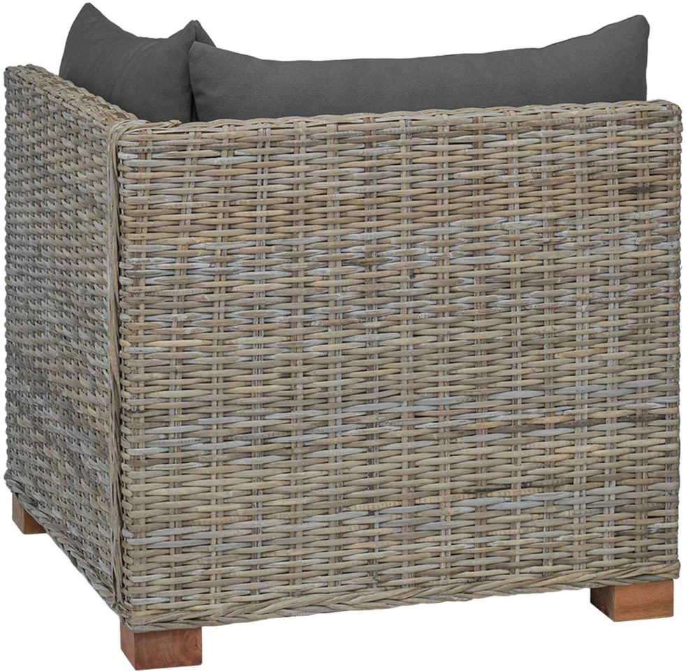 Kampinė Sofa su Pagalvėmis GENDT Natūralus pintas Kubu pilka