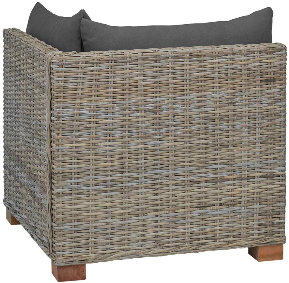 Kampinė Sofa su Pagalvėmis GENDT Natūralus pintas Kubu pilka