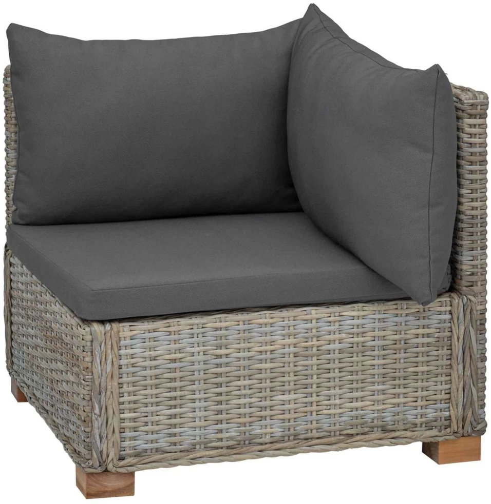 Kampinė Sofa su Pagalvėmis GENDT Natūralus pintas Kubu pilka