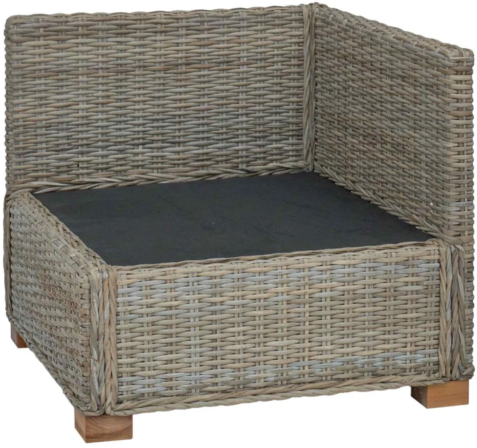 Kampinė Sofa su Pagalvėmis GENDT Natūralus pintas Kubu pilka