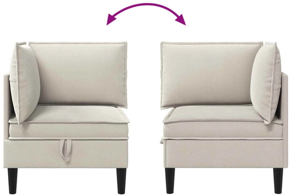 Kampinė Sofa su Saugykla Avižinė Aksomas