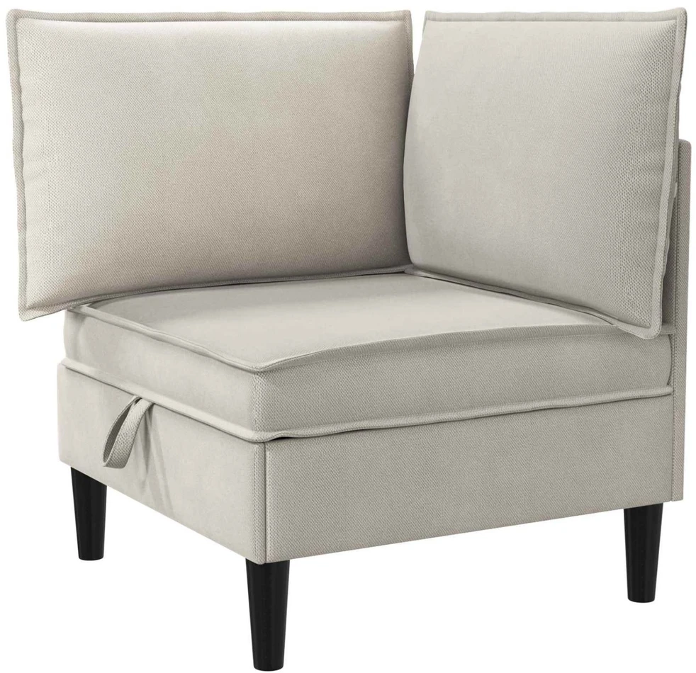 Kampinė Sofa su Saugykla Avižinė Aksomas