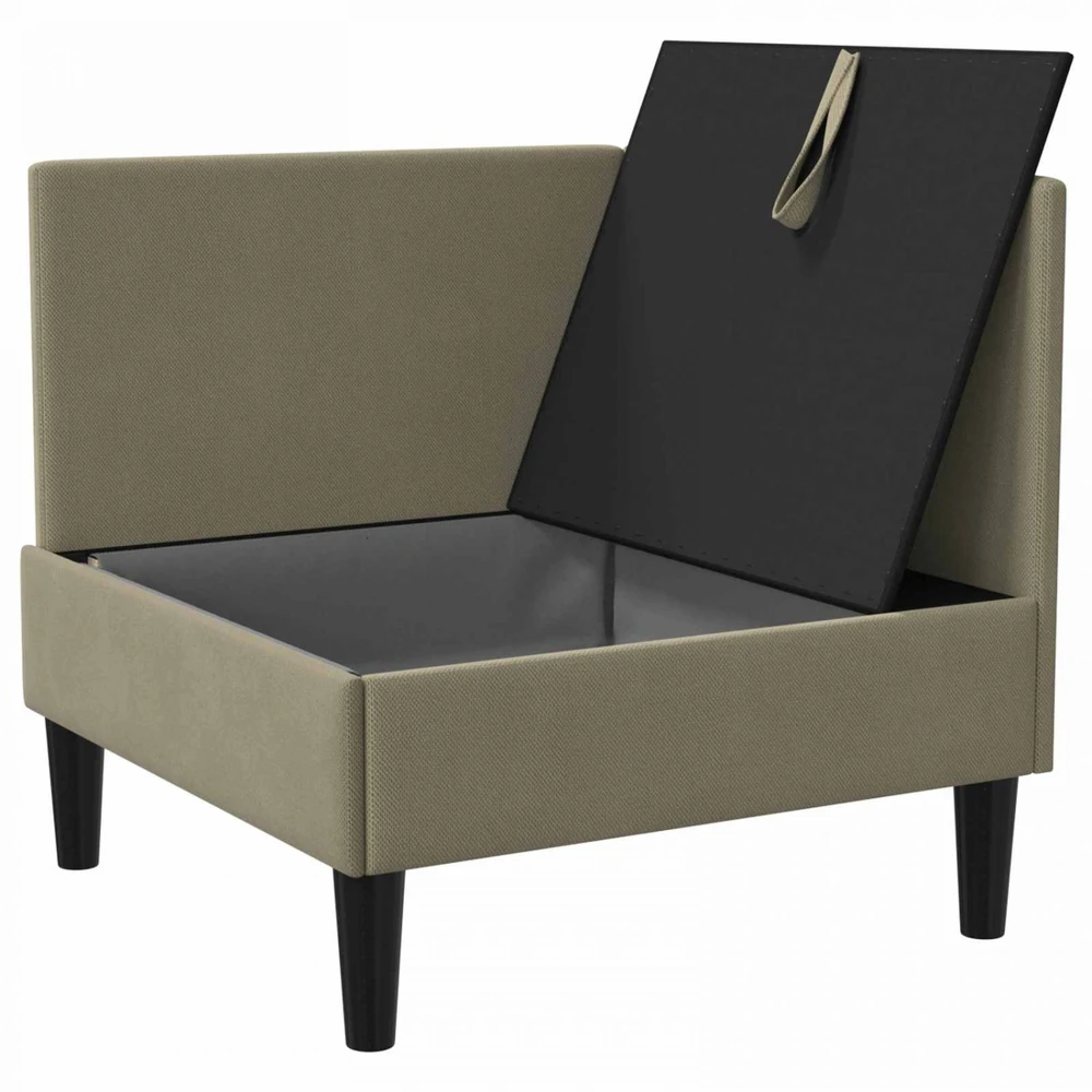 Kampinė Sofa su Saugykla Chaki Aksomas