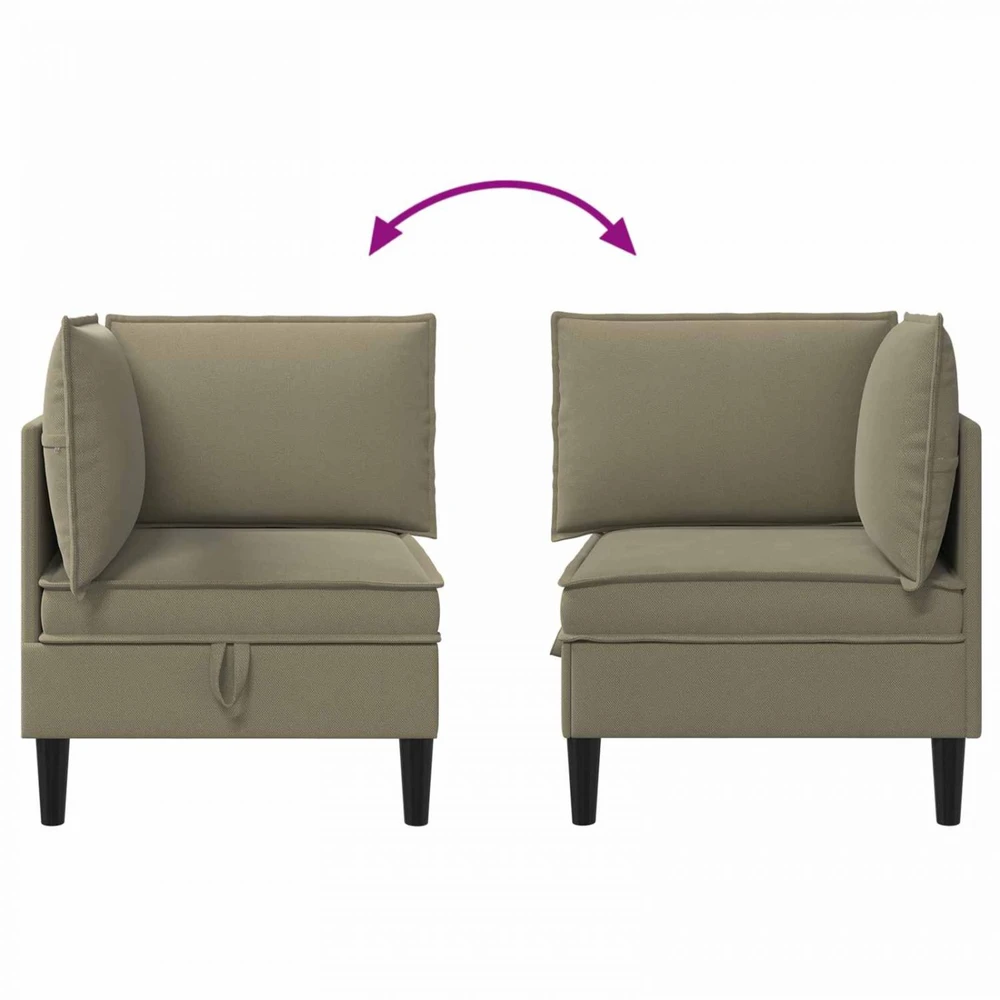 Kampinė Sofa su Saugykla Chaki Aksomas