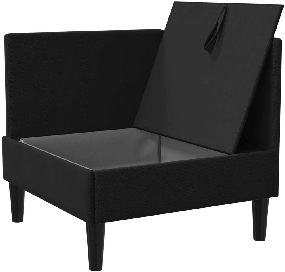 Kampinė Sofa su Saugykla Juoda Aksomas