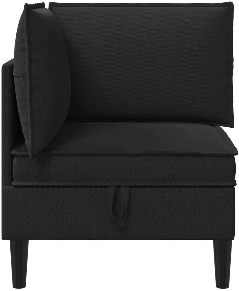 Kampinė Sofa su Saugykla Juoda Aksomas