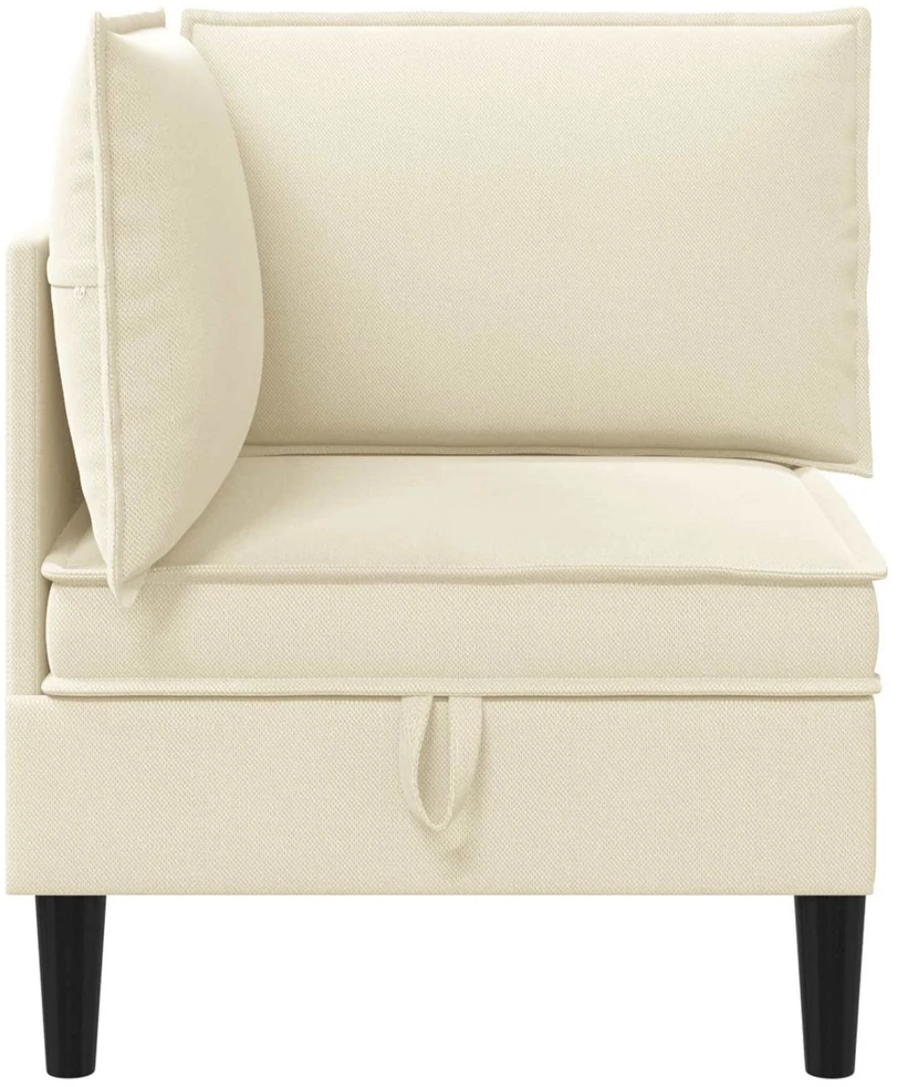 Kampinė Sofa su Saugykla Kreminė Aksomas