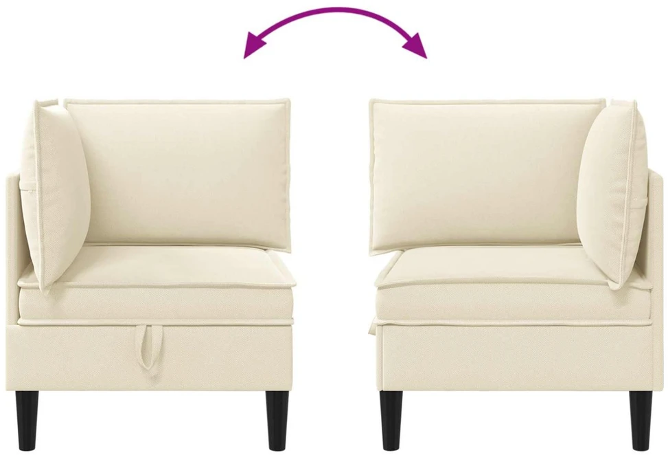 Kampinė Sofa su Saugykla Kreminė Aksomas