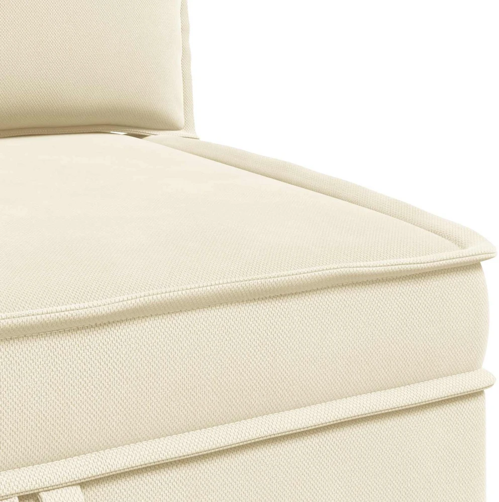 Kampinė Sofa su Saugykla Kreminė Aksomas