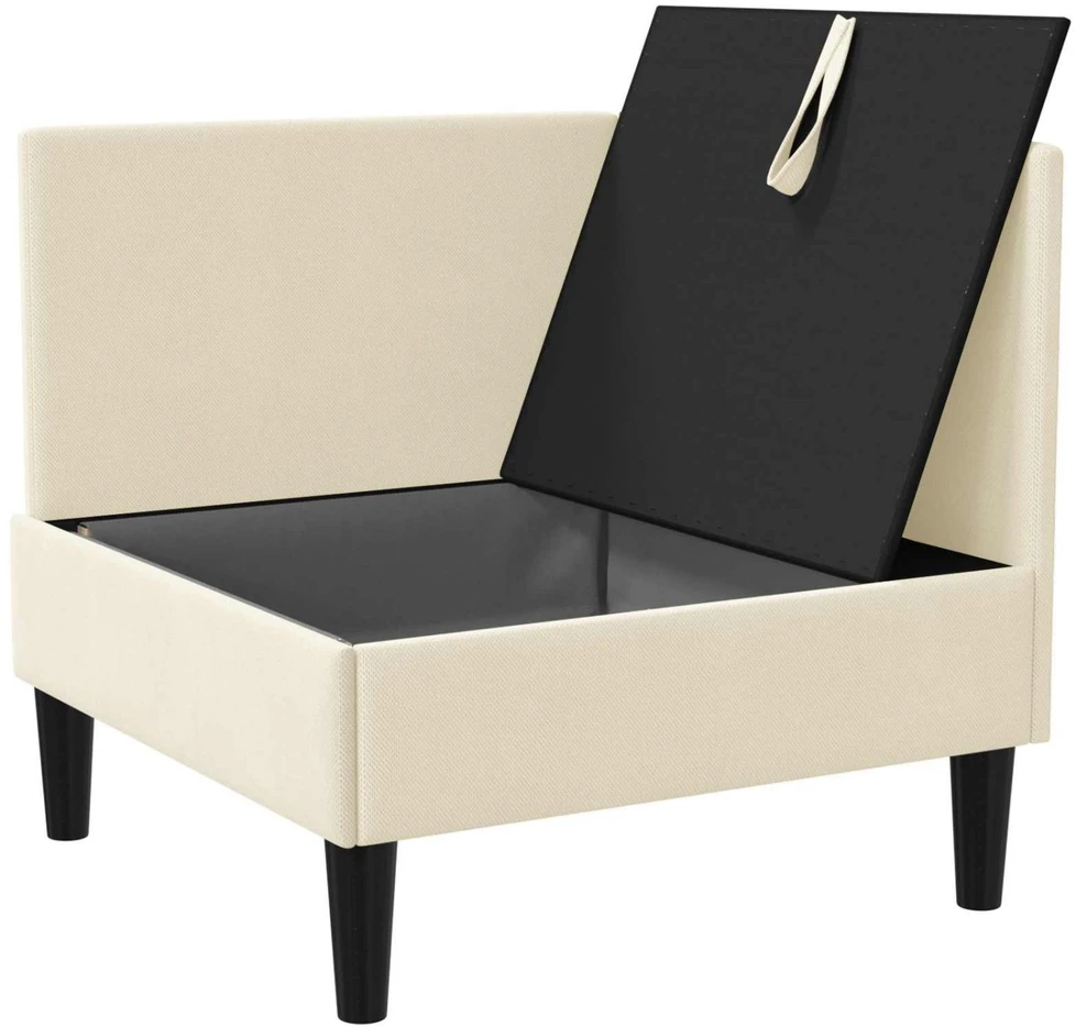 Kampinė Sofa su Saugykla Kreminė Aksomas