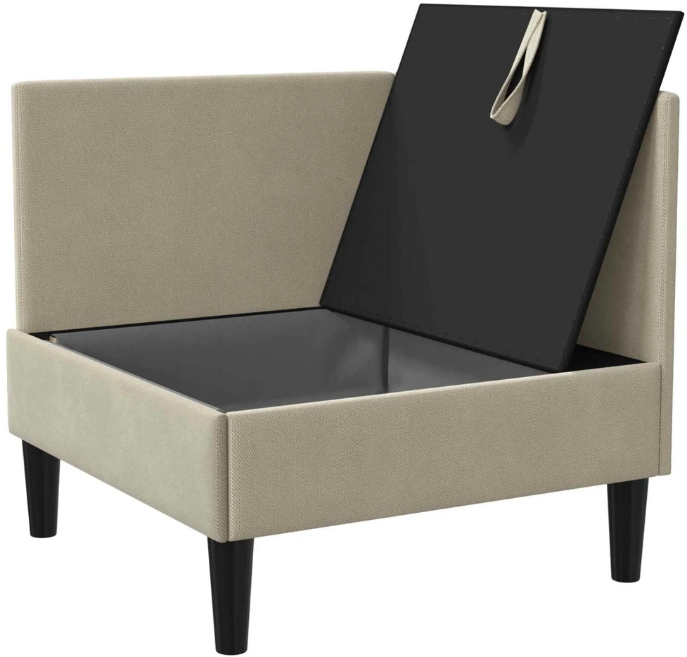 Kampinė Sofa su Saugykla Smėlio Aksomas
