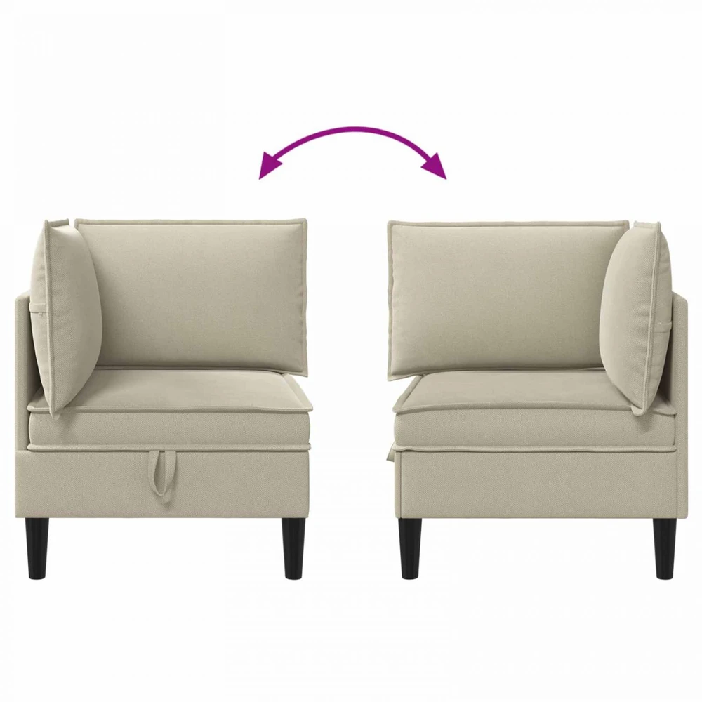 Kampinė Sofa su Saugykla Smėlio Aksomas