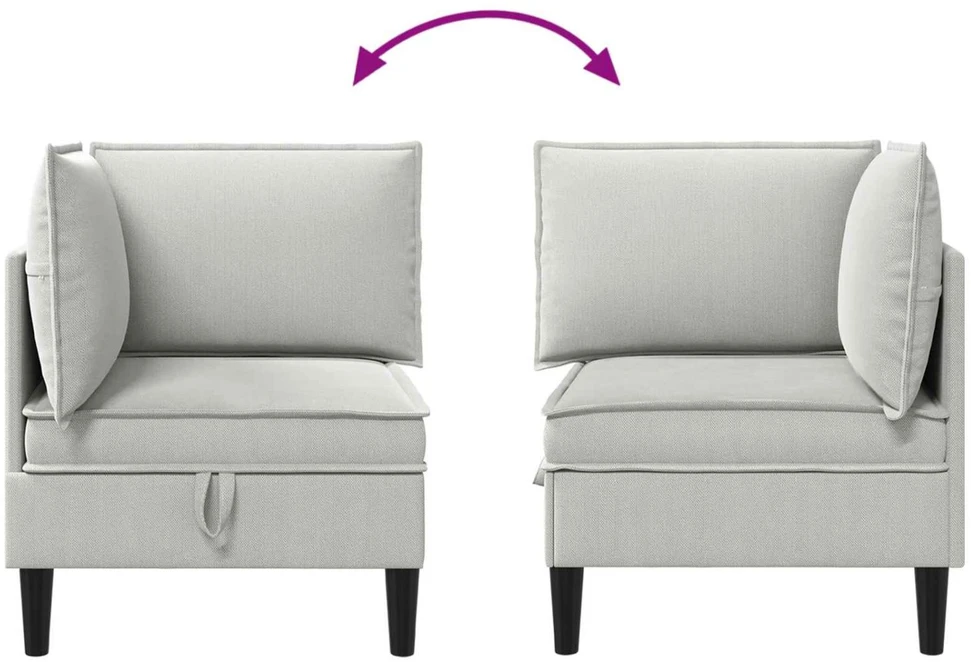 Kampinė Sofa su Saugykla Šviesiai pilka Aksomas