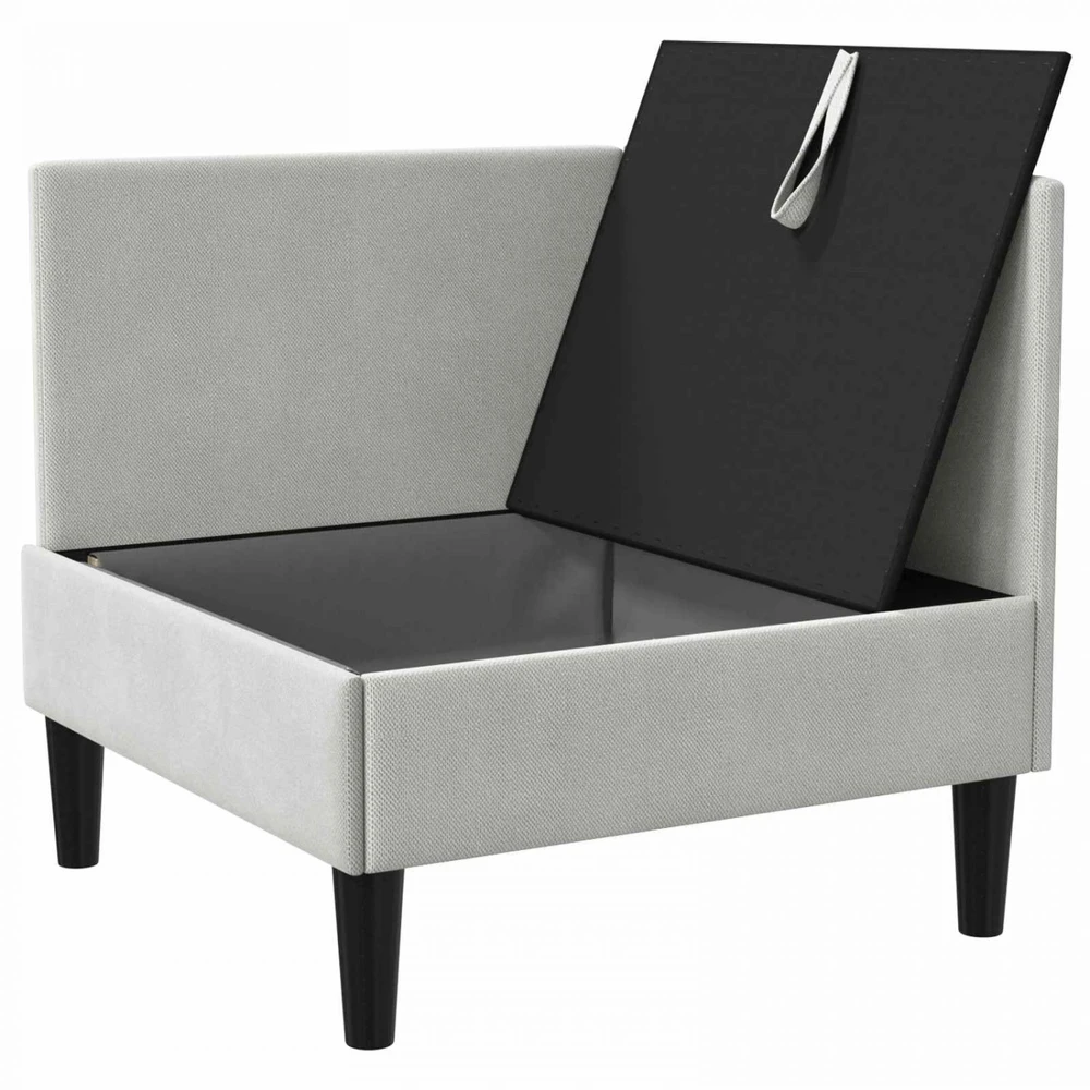 Kampinė Sofa su Saugykla Šviesiai pilka Aksomas