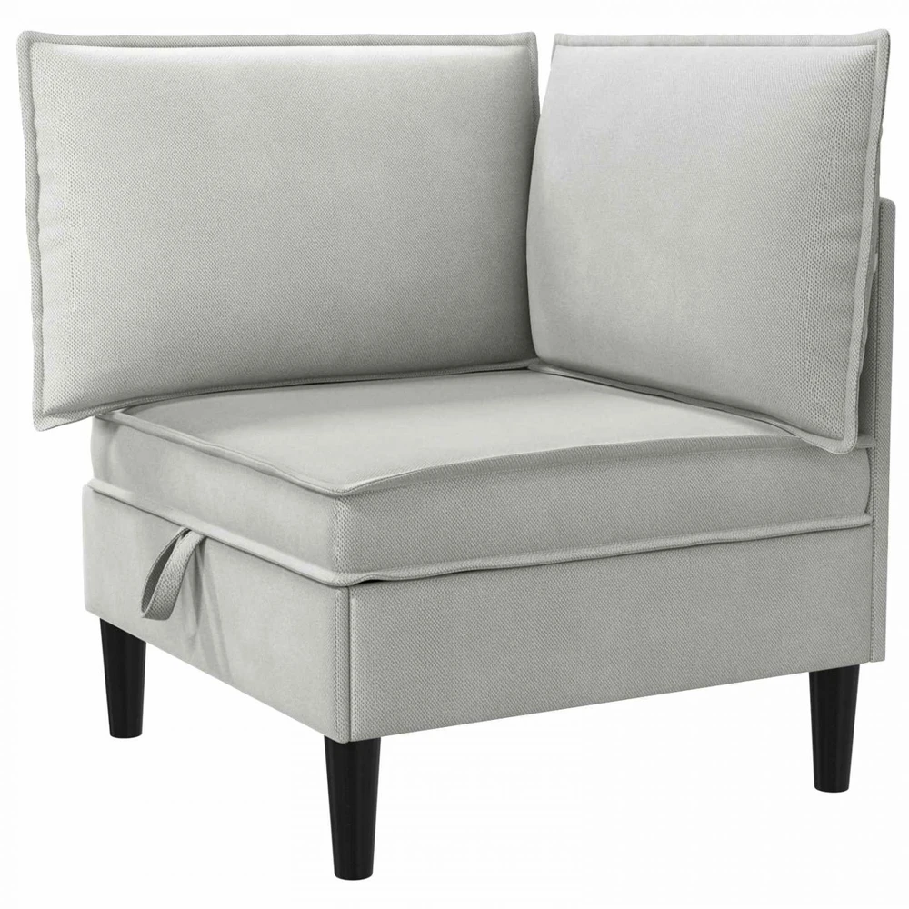 Kampinė Sofa su Saugykla Šviesiai pilka Aksomas