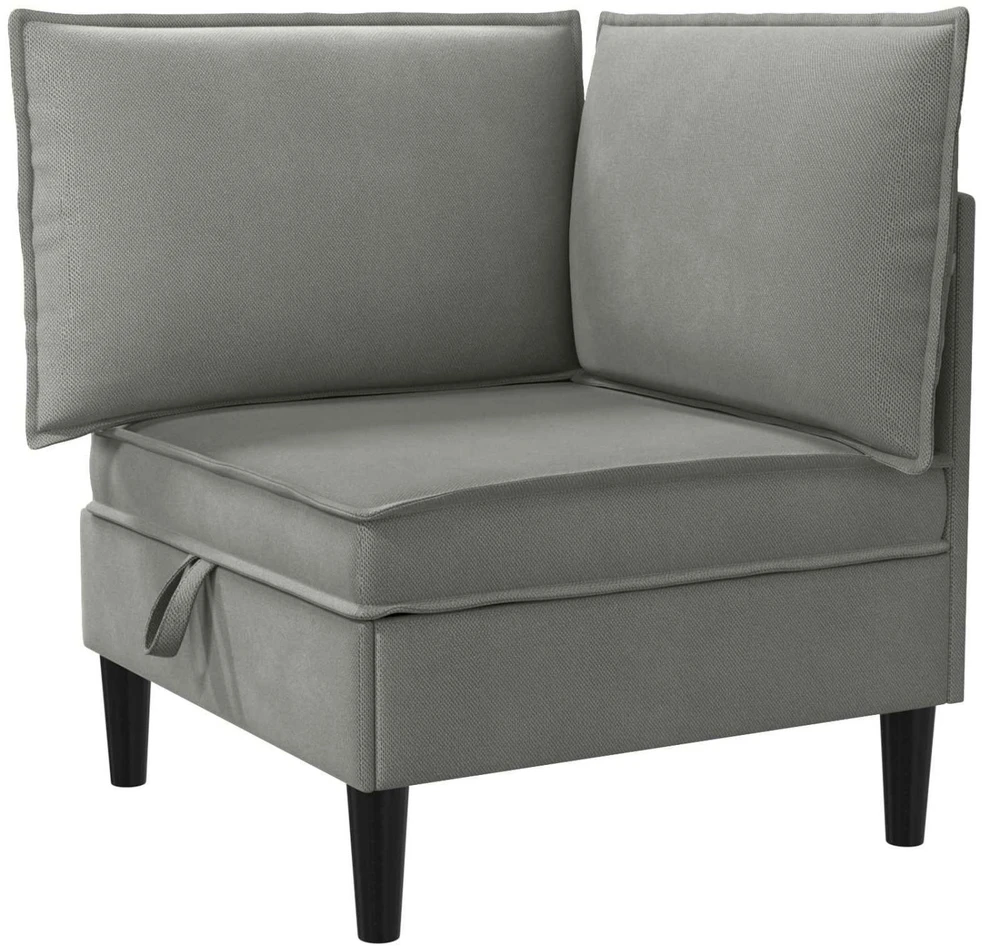 Kampinė Sofa su Saugykla Tamsiai pilka Aksomas
