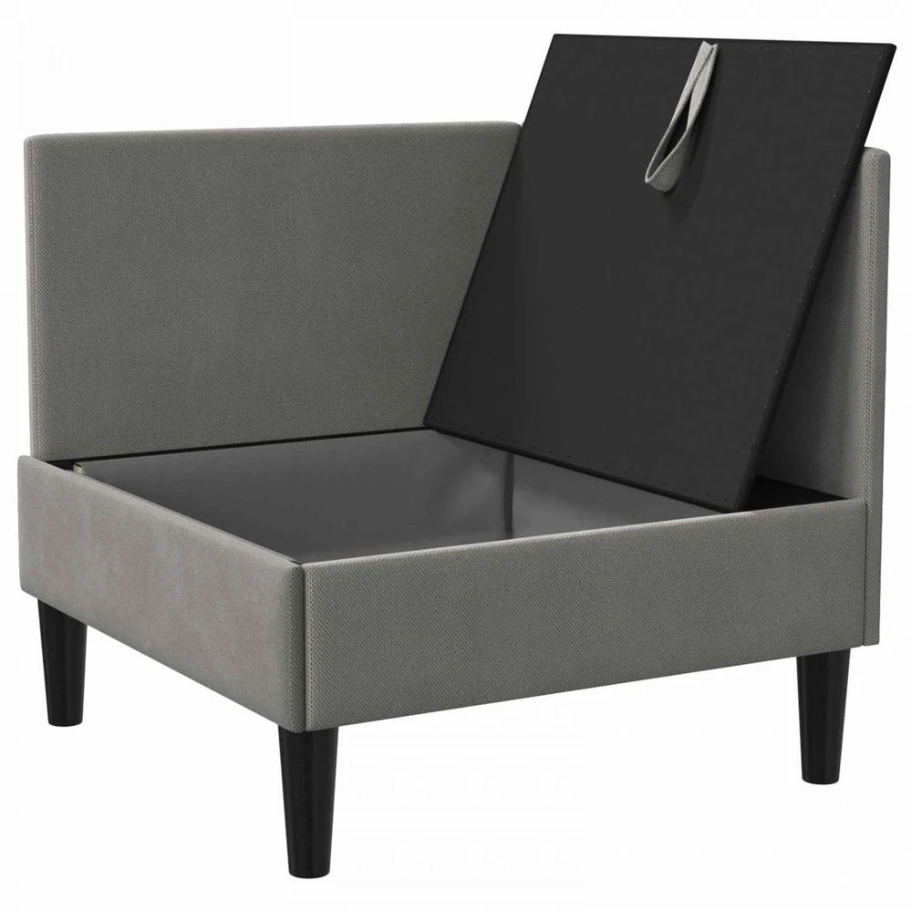 Kampinė Sofa su Saugykla Tamsiai pilka Aksomas