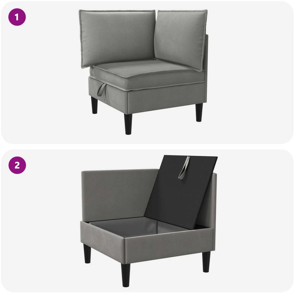 Kampinė Sofa su Saugykla Tamsiai pilka Aksomas