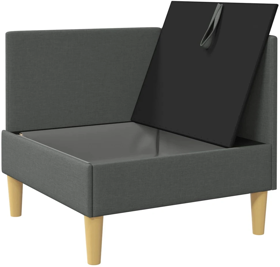 Kampinė Sofa su Saugykla Tamsiai pilka Audinys