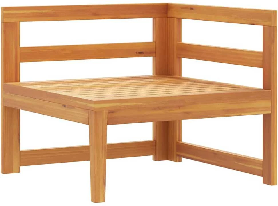 Kampinė sofa su tamsiai pilkomis pagalvėlėmis, akacijos masyvas