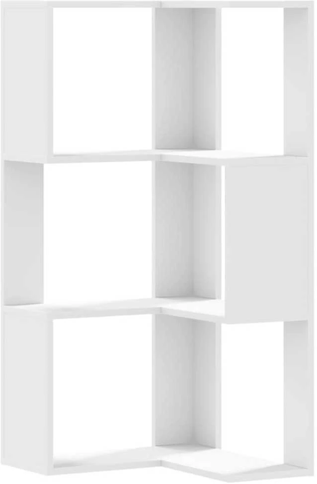 Kampinė spinta, 3 aukštų, baltos, 50x50x102cm, mediena